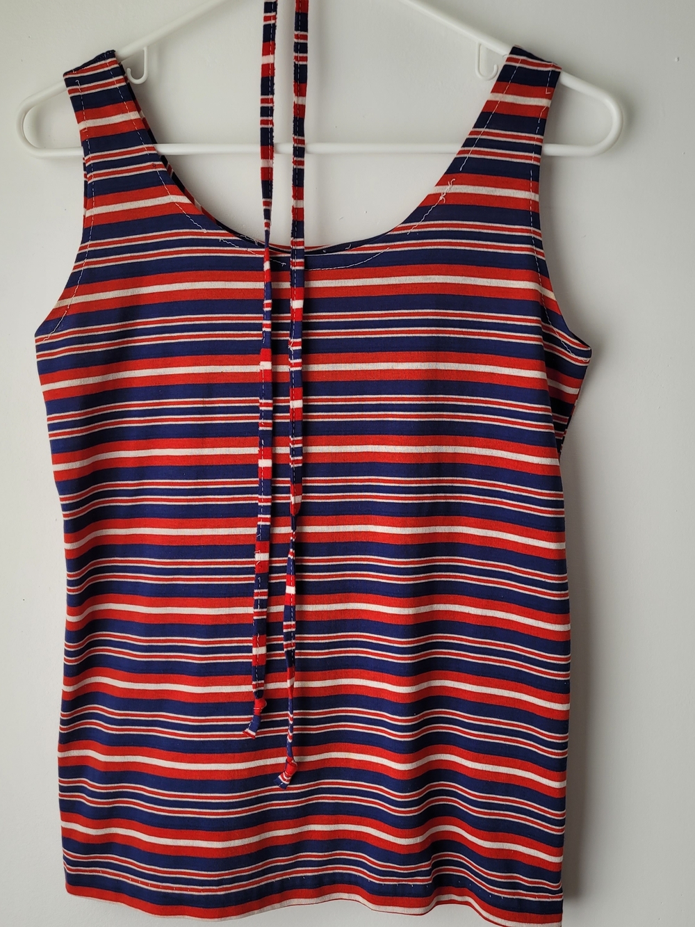 Vintage 1970s Striped Red and Navy Sleeveless Tank Top Size OS